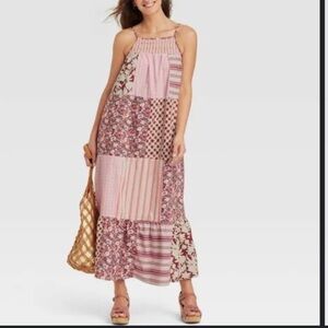 Universal Thread Sleeveless Floral Tiered Dress- Brown & Pink‎